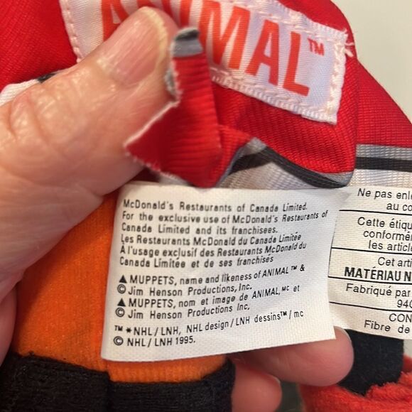 Vintage McDonald’s NHL Muppets ~ 12” Animal Plush ~ 1995 - Picture 4 of 4